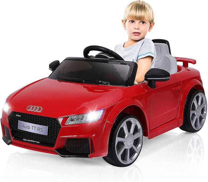 Audi 12V Auto Elettrica per Bambini, Macchina Elettrica con Velocità 2,5-5 km/ora, con Telecomando USB MP3 Luci LED (Rosso)