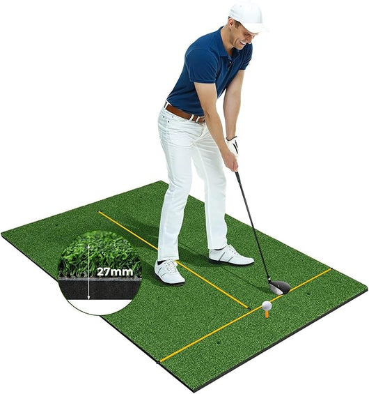 Tappetino da Allenamento Golf, Tappetino da Allenamento 3-in-1 con Erba Sintetica, 2 Punte da Golf, 2 Astine di Allineamento, Fori Preforati per le Punte, per Uomini e Donne