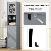 Mobile Bagno 40 x 30 x 170,5cm, Armadietto a Colonna Stretto e Alto con 5 Ripiani Regolabili e 2 Porte, Armadio da Terra in Legno per Soggiorno, Camera da Letto, Salotto e Cucina (Grigio)