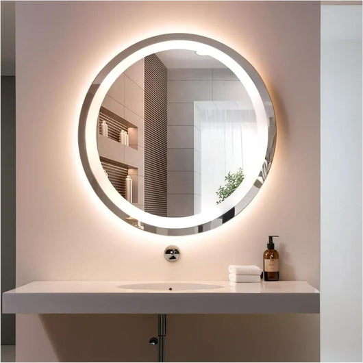 Specchio Bagno LED Rotondo Venere Ø60 cm, Specchio Retroilluminato Bagno, Specchio LED Bagno 4000K, Specchio Rotondo Bagno Moderno