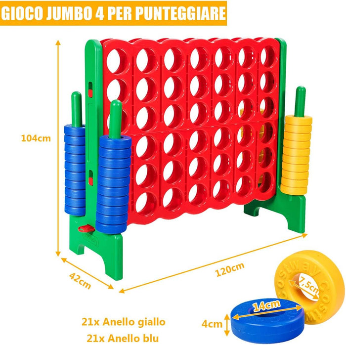 Forza 4 Gigante Mega 4 in Linea Quattro Insieme, Gioco da Tavolo Gioco di Fila per Bambini, 120 x 42 x 104 cm (Verde)