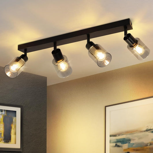 ZMH Faretto da soffitto industriale nero a 4 fiamme E14 per soggiorno