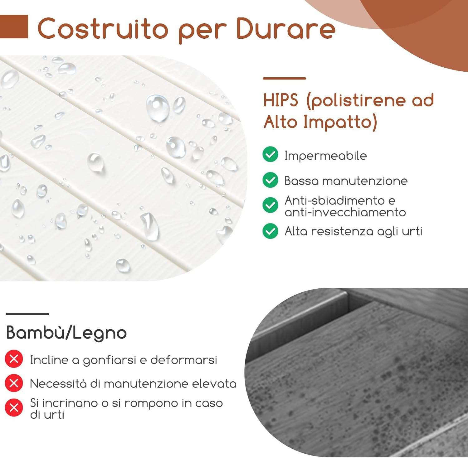 Sgabello da Doccia 41 x 31,5 x 43,5 cm, Mobile bagno in HIPS con Maniglia, Supporto per Soffione e Portasapone, Sedia da Doccia Impermeabile per Bagno, Spa e Vasca