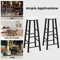 Set di 2 Sgabelli da Bar, Sgabelli da Cucina con Gamba Quadrata e Poggiapiedi, Sgabelli da Bar in Altezza da Pub, 29 x 29 x 71 cm (Bianco)