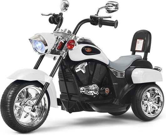 6V Moto Elettriche per Bambini, Moto Cavalcabile Marcia Avanti e Indietro, Portanza di Peso 30kg (Bianco)