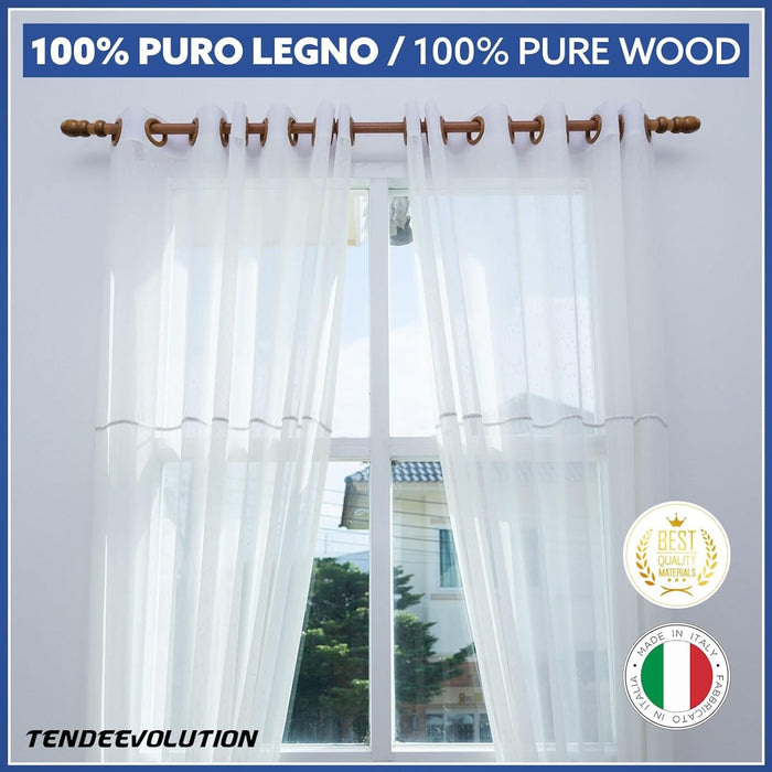 Coppia di Supporti per Bastone Tende in Legno, Diametro 35mm, Colore Noce, Lunghezza 10cm, 100% Legno di Alta Qualità, Made in Italy