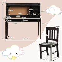 Set Scrivania e Sedia per Bambini 5-12 Anni, Tavolo in Materiale Sicuro con Bacheca in Sughero, 2 Cassetti e Spazio Ampio, Design Moderno, Ideale per Studio e Disegno (Nero)