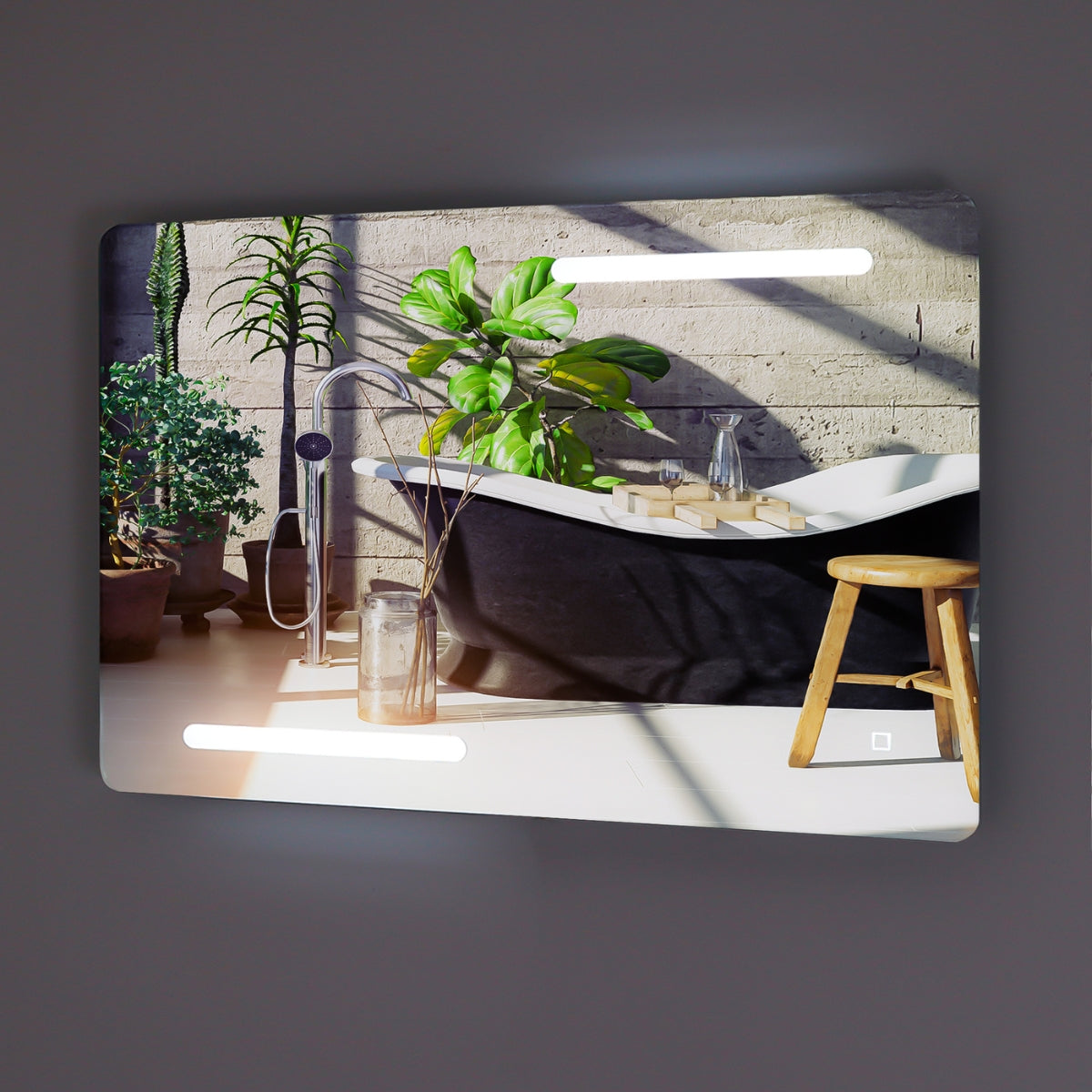 Specchio 5 mm rettangolare decorazione led interruttore touch alluminio *** misure 100x80 cm, tonalità dimmerabile 2...