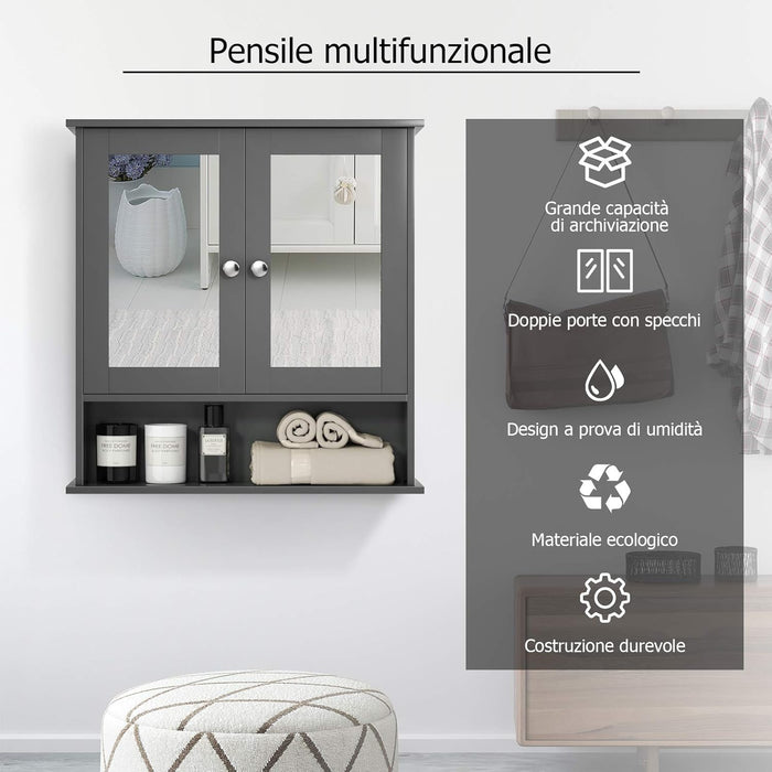 Armadio da Bagno con Ante e Cassetto 43 x 34 x 77cm, Mobile Bagno con Mensola Regolabile e Dispositivo Anti-ribaltamento, Armadietto Elegante per Ufficio, Soggiorno e Camera da Letto, Bianco