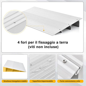 Rampa per Soglia Porta, Rampa d'Accesso in Alluminio con Altezza Regolabile, Superficie Antiscivolo, Portata 317 KG (8,5 cm)