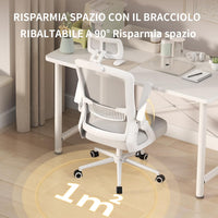 Sedia ufficio con rotelle - RATTANTREE - braccioli regolabili - Funzione Oscillante - Grigio