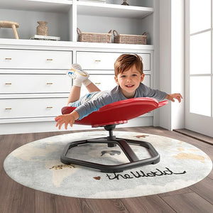 Sedia Girevole a 360° per Bambini, Sedia Sensoriale con Base in Metallo Antiscivolo per Allenare la Coordinazione Fisica e l'Equilibrio, Giocattolo per Cameretta (Rosso,Elefante)