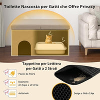 Mobile per Lettiera per Gatti, Panca Portaoggetti con Tappetino Impermeabile e Filtro al Carbone per il Controllo degli Odori e Coperchio Ribaltabile, 90 x 50 x 50 cm(Beige)