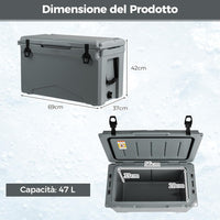 Frigorifero Portatile da 47 Litri, Frigo da Campeggio con Portabicchieri Integrati, Freddo Portatile con Manico, Fino 5-7 Giorni, Regolo e Apribottiglie, per, Campeggio, Picnic, Pesca