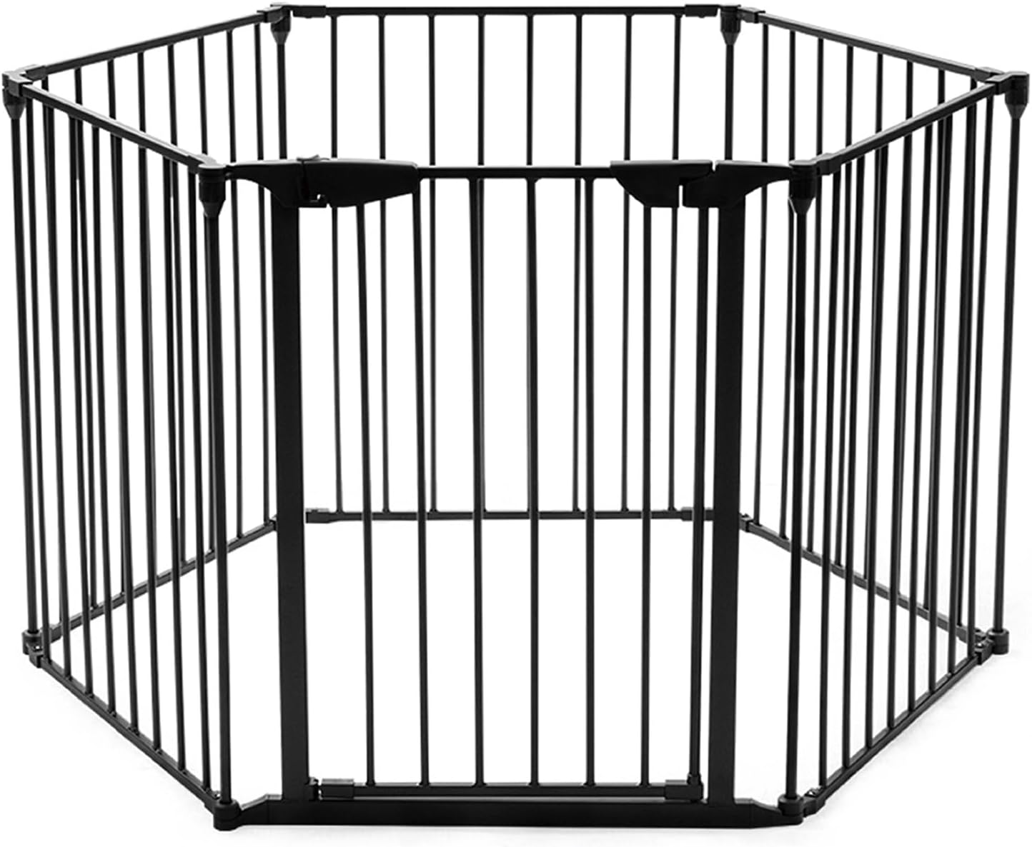 Cancelletto Pieghevole in Ferro per Camino e Scale, Cancello con 6 Pannelli per Bambini, Cani e Gatti, Barriera Protettiva da Interno ed Esterno, 2 Colori Disponibili, 380 x 74,5cm (Nero)