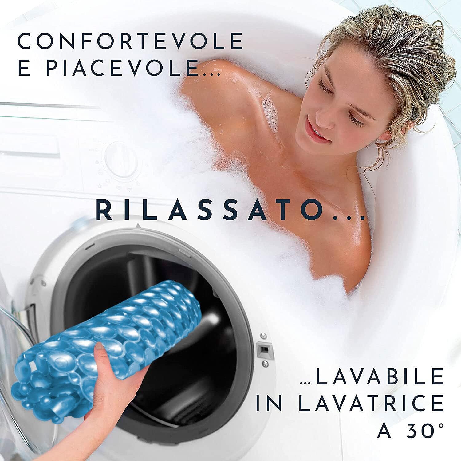 Tappeto Doccia Vasca Ventose Antiscivolo Tappetino Bagno Pvc 35x75 cm Antimuffa Blu