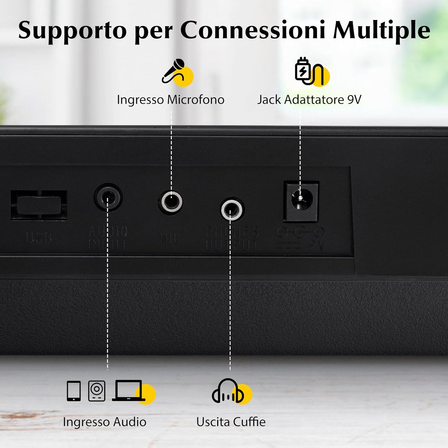 Pianoforte con Tastiera a 61 Tasti, Tastiera Digitale per Principianti con Microfono e Leggio, Pianola Elettrica con 300 Ritmi, 300 Timbri, 50 Canzoni Demo e 3 Modalità di Insegnamento