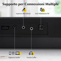 Pianoforte con Tastiera a 61 Tasti, Tastiera Digitale per Principianti con Microfono e Leggio, Pianola Elettrica con 300 Ritmi, 300 Timbri, 50 Canzoni Demo e 3 Modalità di Insegnamento