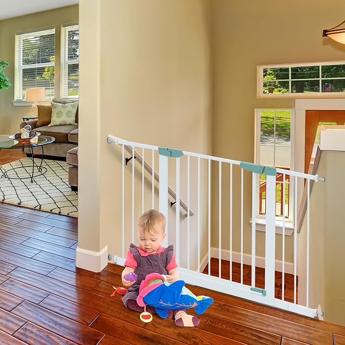 Cancelletto di Sicurezza per Bambini a Passo Passeggiato, Cancelletto di Sicurezza a Chiusura Automatica con Pressione per Bambini e Animali Domestici, Larghezza Regolabile da 80 a 132 cm