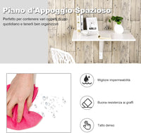 Tavolo Pieghevole a Muro, Tavolino Porta PC da Parete in Legno, Tavolo a Scomparsa Multifunzionale, Ideale per Soggiorno, Cucina e Studio, 80 x 60 x 45 cm (Bianco)