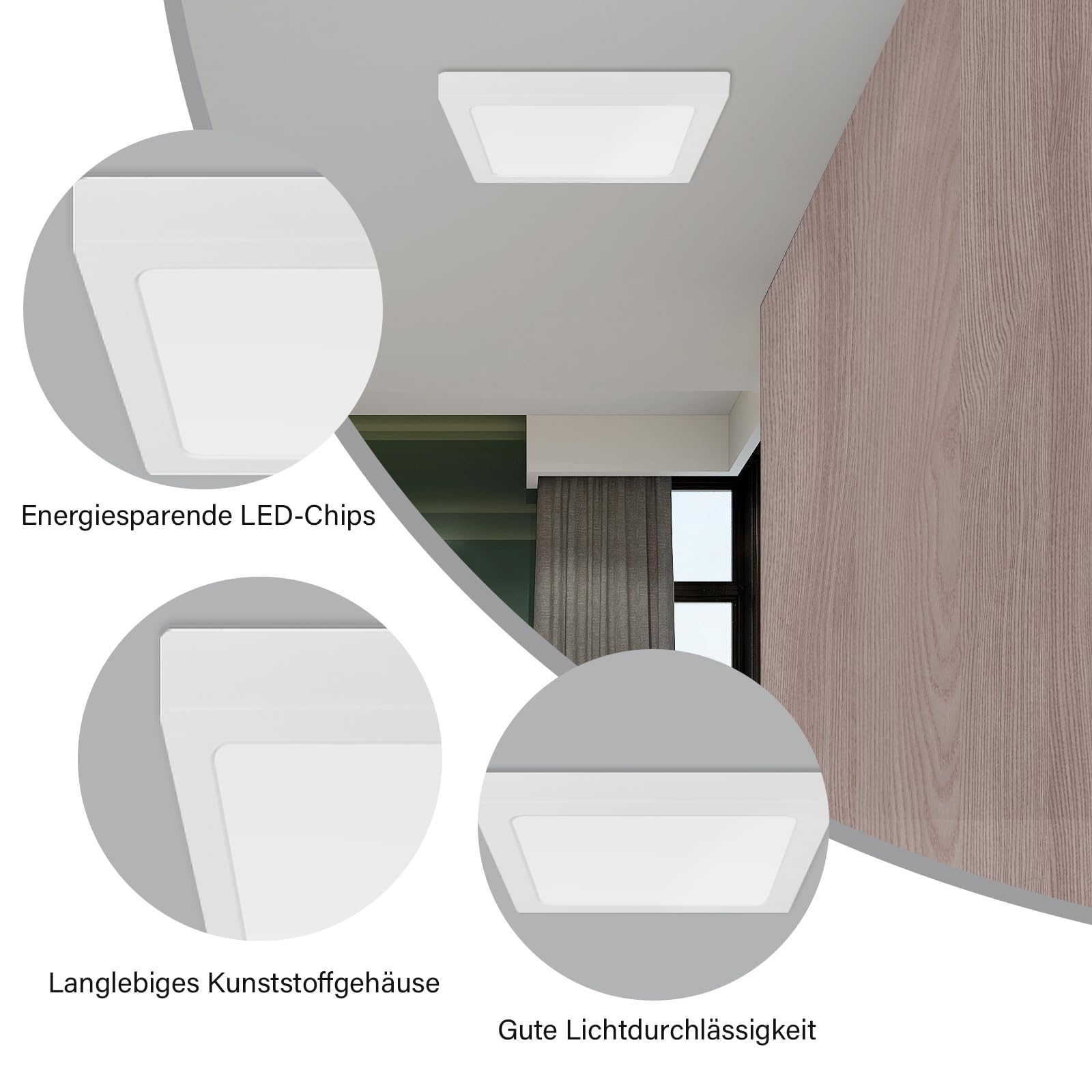 ZMH Lampada da soffitto LED set 3 pezzi rettangolare 18W 23cm 4000K bianca fredda moderna per interni