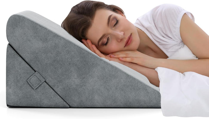 Cuscino a Cuneo per Letto, Cuscino da Lettura Relax e Multiuso, per Gambe Schiena e Ginocchio, con Fodera Lavabile, 55 x 52 x 33 cm