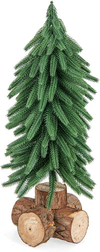 Albero di Natale da Tavolo da 40 cm, Mini Albero di Natale Artificiale con 200 Punte e Base in Legno Massello, Mini Albero di Natale da Tavolo per Casa, Ufficio e Negozio