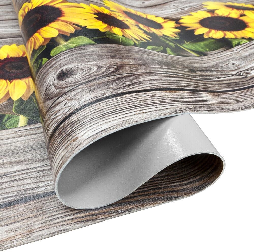 Tappeto Cucina Pvc Antimacchia 51x360 cm Parquet Girasoli Passatoia Antiscivolo Antisfilo Lavabile