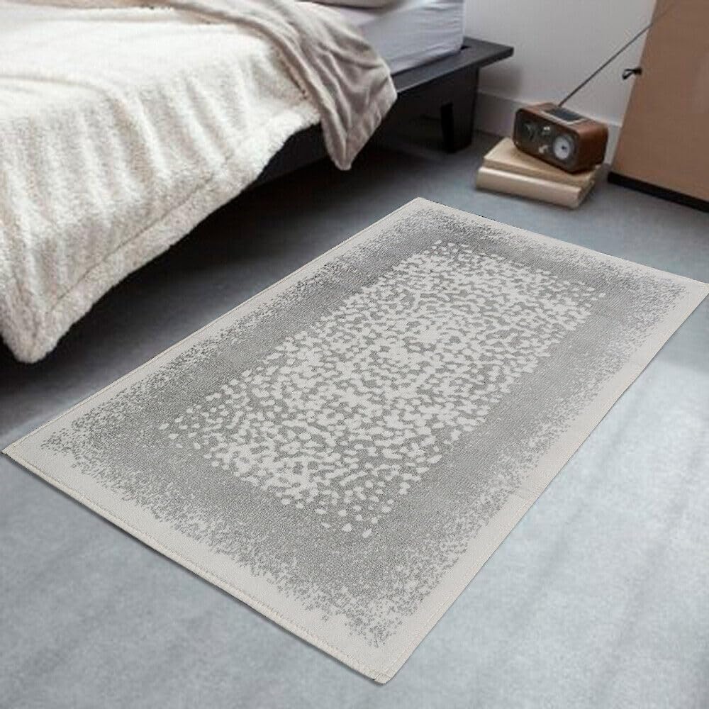 Tappeto Bagno Vintage Camera Scendiletto 80x120 Cm Morbido Cotone Assorbente Antiscivolo Grigio