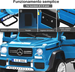 Mercedes Benz Macchina Elettrica per Bambini 12V, Veicolo Elettrico con Luci LED e Chiusura di Sicurezza, Macchina Cavalcabile per Bambini 3-8 Anni (Blu)