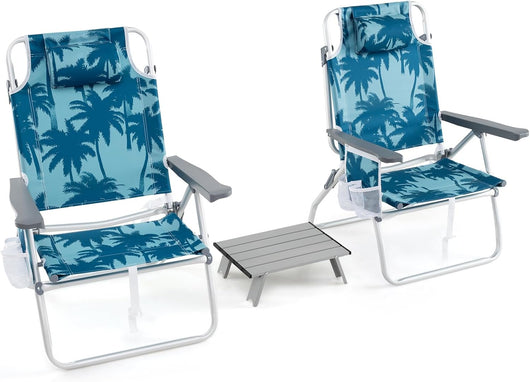 Sedia pieghevole per spiaggia, giardino, campeggio, sdraio con schienale regolabile e poggiatesta