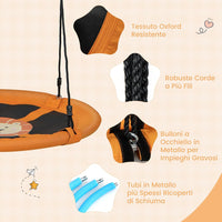 Altalena a Cerchio da 102 cm, Altalena a Nido con Corde Regolabili e Moschettoni, Tessuto Oxford Impermeabile, Altalena Rotonda da Esterno con Rotazione a 360Â° per Bambini(Giallo)