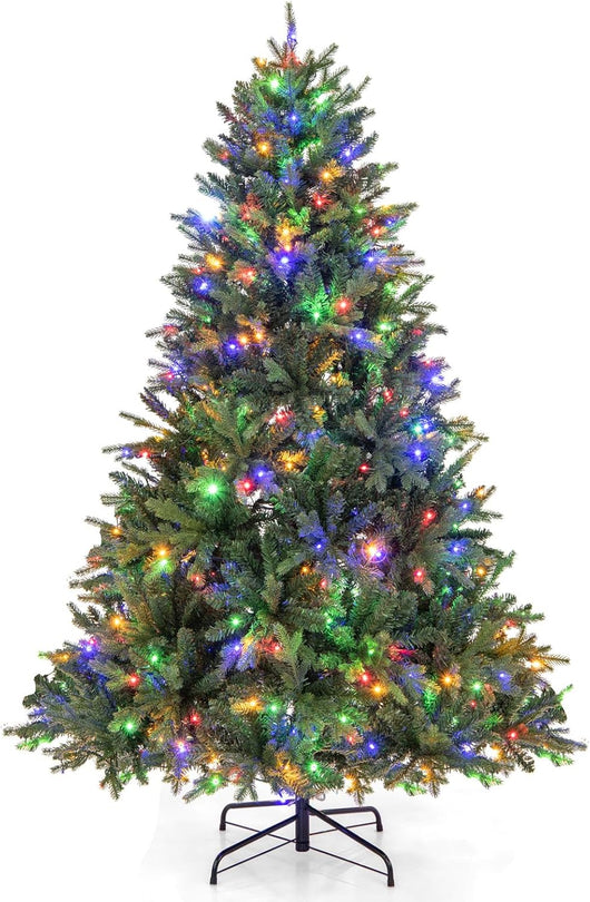Albero di Natale Pre-illuminato on Cerniera 150/180 cm, Albero di Natale con 250/350 Luci a LED Multicolori e Bianco Caldo, 11 Modalità di Illuminazione, 844/1168 Punte di Ramo (180 cm)