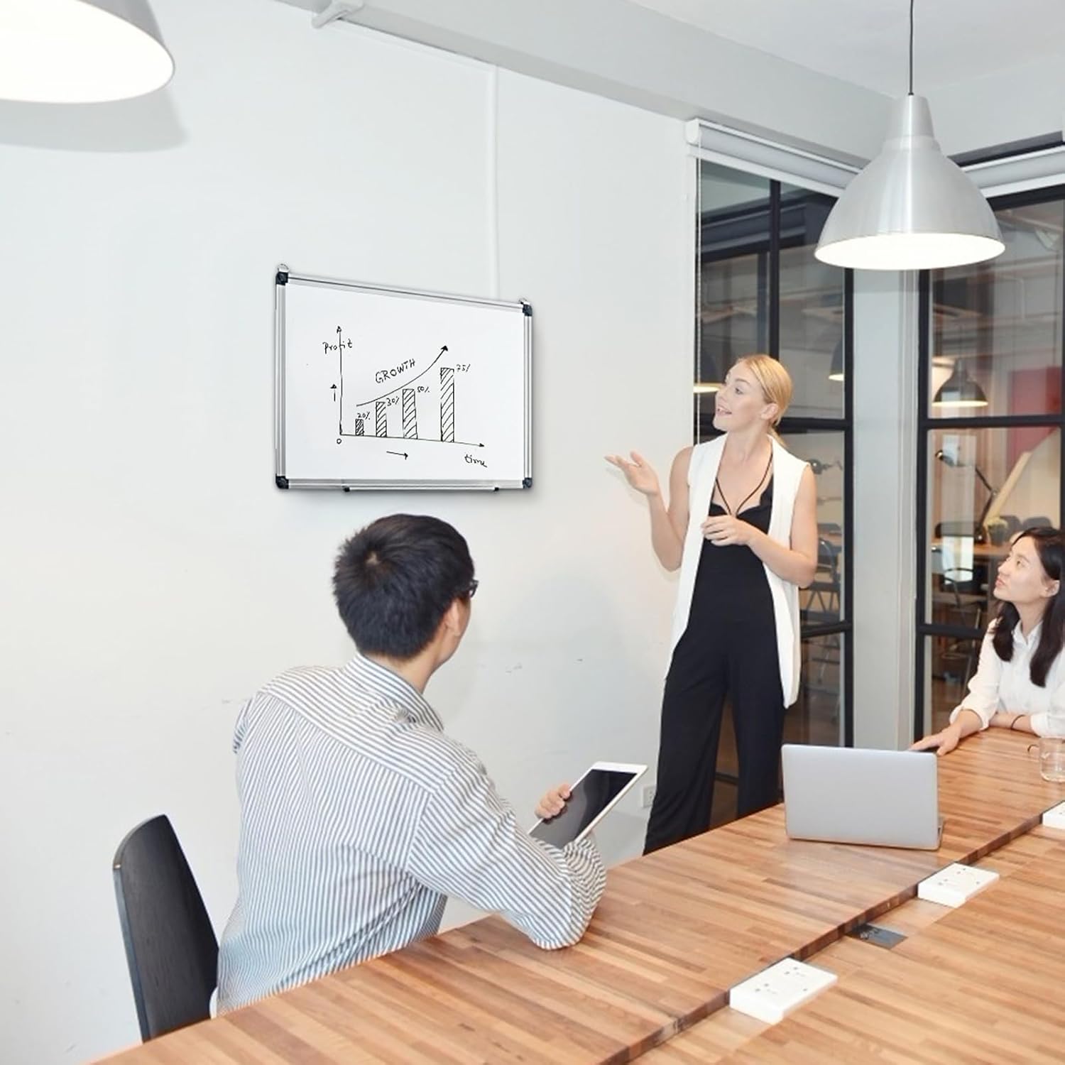 Lavagna Magnetica Bianca, Lavagna Cancellabile con Cornice in Alluminio per Scuola Casa Ufficio, Vari Dimensioni Disponibili (60 x 40 cm)