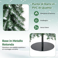 Albero di Natale Slim e Innevato con Luci 120/150 / 180 CM, Set di Alberi di Natale Artificiali Realistico con 216 & 302 & 505 Punte di Rami e 100 & 120 & 180 Luci LED