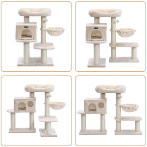 Tiragraffi con piattaforma di osservazione amaca grotta grande tronchi spessi in sisal stabile 112 cm beige 12_0000137