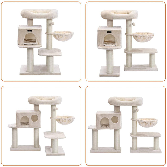 Tiragraffi con piattaforma di osservazione amaca grotta grande tronchi spessi in sisal stabile 112 cm beige 12_0000137