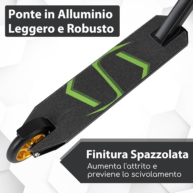 Scooter Acrobatico per Bambini, Monopattino Freestyle con 2 Ruote PU e Ampia Pedana in Alluminio, Scooter Pro per Trucchi Leggero da Strada per Bambini 10+ Anni, Carico 100 KG