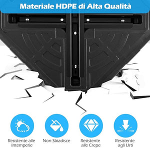 Base per Ombrello, Base Pesante Riempibile 45 L/60 kg con Acqua o Sabbia, Supporto per Ombrello da Patio Portatile 38/48 mm, per Giardino Piscina