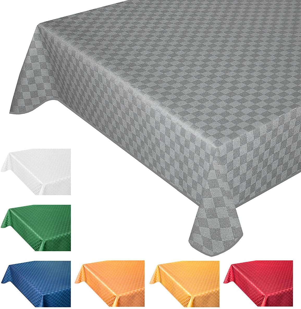 Tovaglia Cucina Antimacchia Bordata 140x240 cm Cotone Resinato Morbido Quadretti Bianco