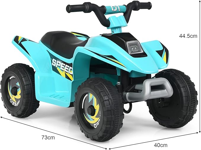 6V Quad Elettrico per Bambini, Mini Quad da Spiaggia con Funzione Avanti/Indietro, Velocità Massima 4,6 km/h, Regalo per Bambini 3 Anni+ (Blu)