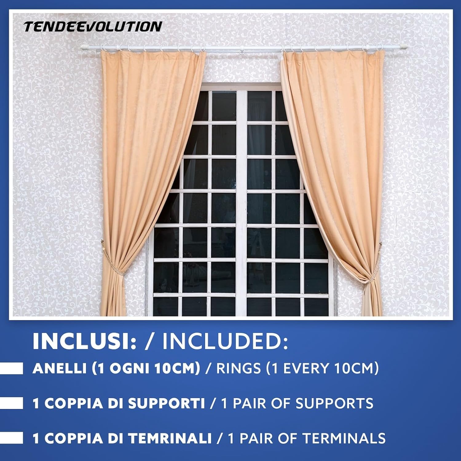 Bastone Tenda in Legno di Alta Qualità, diametro 23 mm a strappo colore bianco lunghezza 200 CM