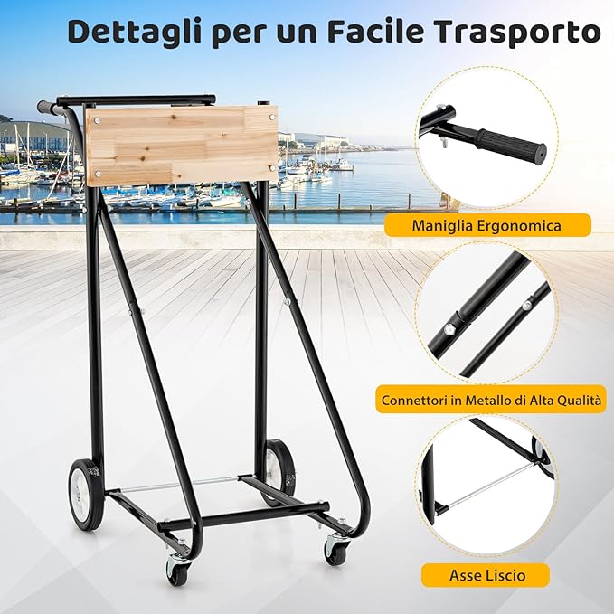 Carrello per Motore Fuoribordo, Supporto per Motore Fuoribordo con Ruote, Capacità di 150 kg, Resistente e Robusto, per Riparazioni, Manutenzione e Trasporto
