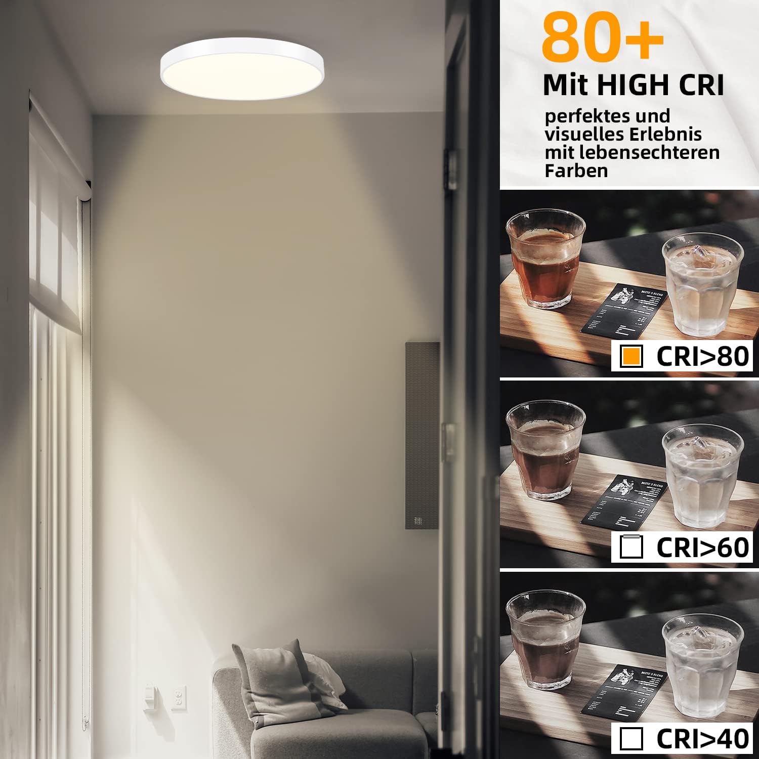 ZMH Lampada da soffitto plafoniera LED 12W bianco caldo IP44 21cm moderna per cucina