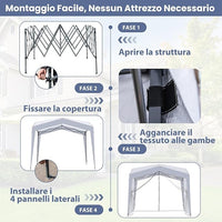 Gazebo Pop-up da Esterno 302 x 302 cm, Gazebo Pieghevole con 4 Pareti Laterali, Rete a Maglia, Borsa con Ruote, 8 Picchetti e 4 Corde Antivento, Tendone Impermeabile per Spiaggia e Cortile