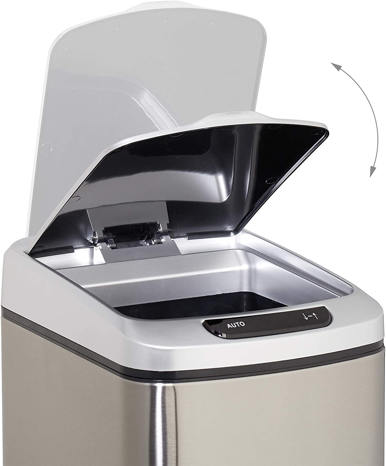 Pattumiera da cucina coperchio automatico con chiusura contenitore 12 litri argento 13_0002336