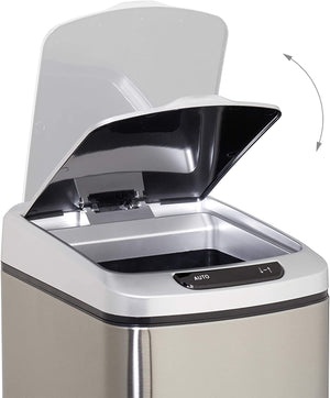 Pattumiera da cucina coperchio automatico con chiusura contenitore 12 litri argento 13_0002336
