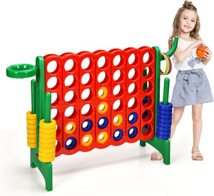 Forza 4 gigante, Set forza 4 per bambini e adulti, Con canestro e gioco di lancio, Perfetto per feste di compleanno e vacanze (Verde)