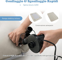 Letto Gonfiabile per Bambini in Viaggio, Set di Materasso Ad Aria Portatile con Pompa Elettrica, Letto Gonfiabile con Barriere Laterali Alte, 165x118x20 cm, Carico150 kg (Grigio)