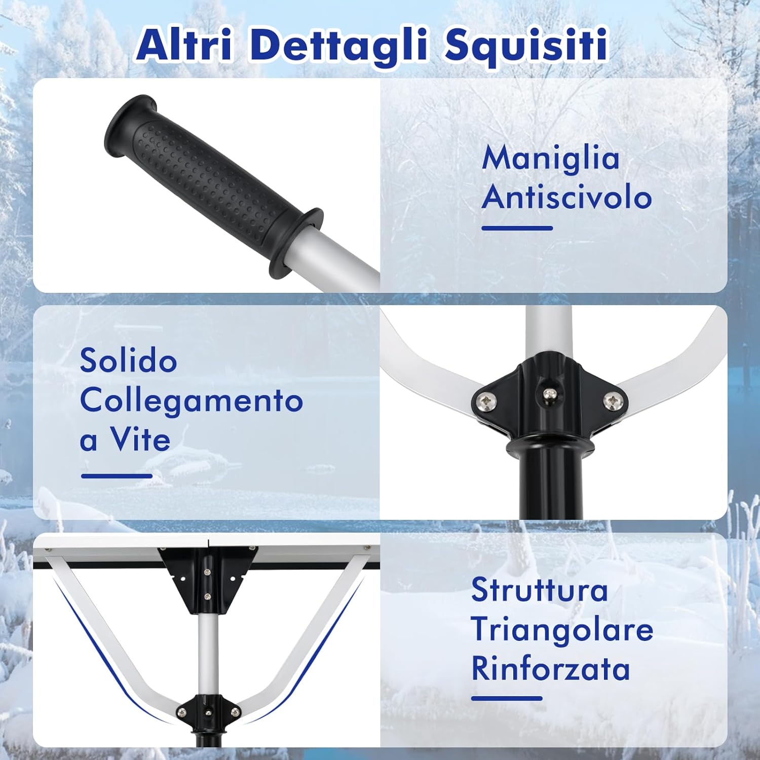 Restrello da Neve per Tetto Lungezza 635 cm, Rastrello per Neve Telescopico con Testa Pieghevole, Restrello in Alluminio Allungabile con 5 Asta Rimozione Neve, Pala da Neve per Tetto